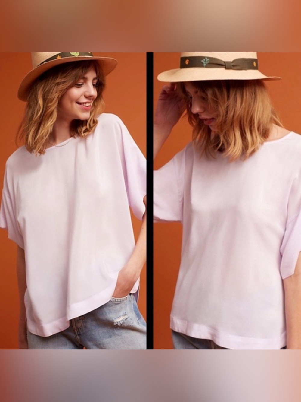 Anthropologie Saturday Sunday Lilac Silk Blouse Top